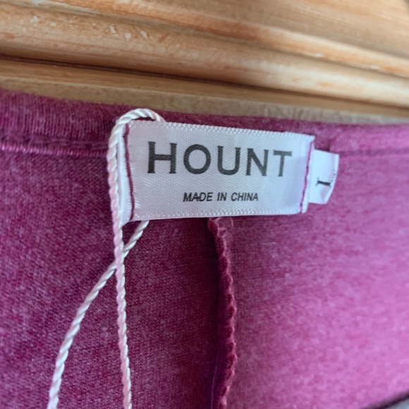 Hount Burgundy Ruffle Tunic Blouse Top SZ L EUC - Picture 3 of 6